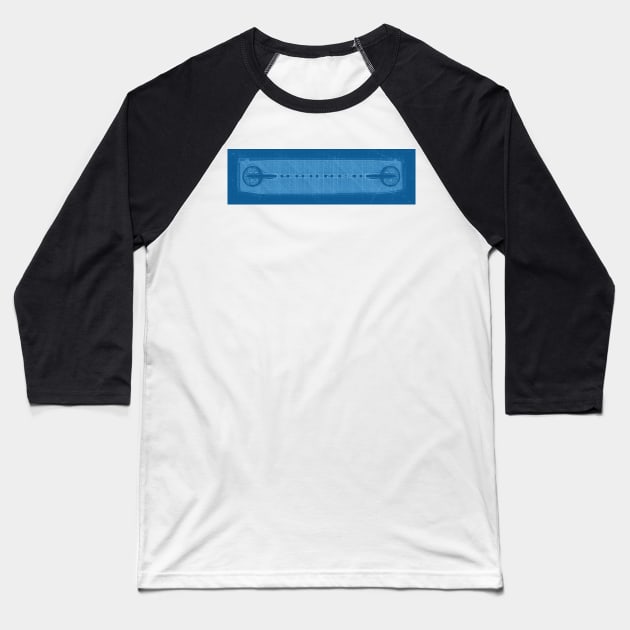 Bronco Grill Blue Print Baseball T-Shirt by FurryBallBunny